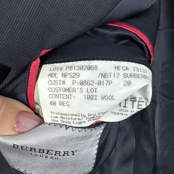 BURBERRY | Dark Blue 100% Wool Blazer Sport Coat Men’s Size 40 Regular UK - Picture 8 of 9
